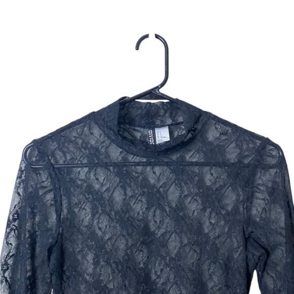 Divided Lace Top Womens Small FairyGrunge Goth‎ Witchy Black Lace Sheer - Picture 3 of 10